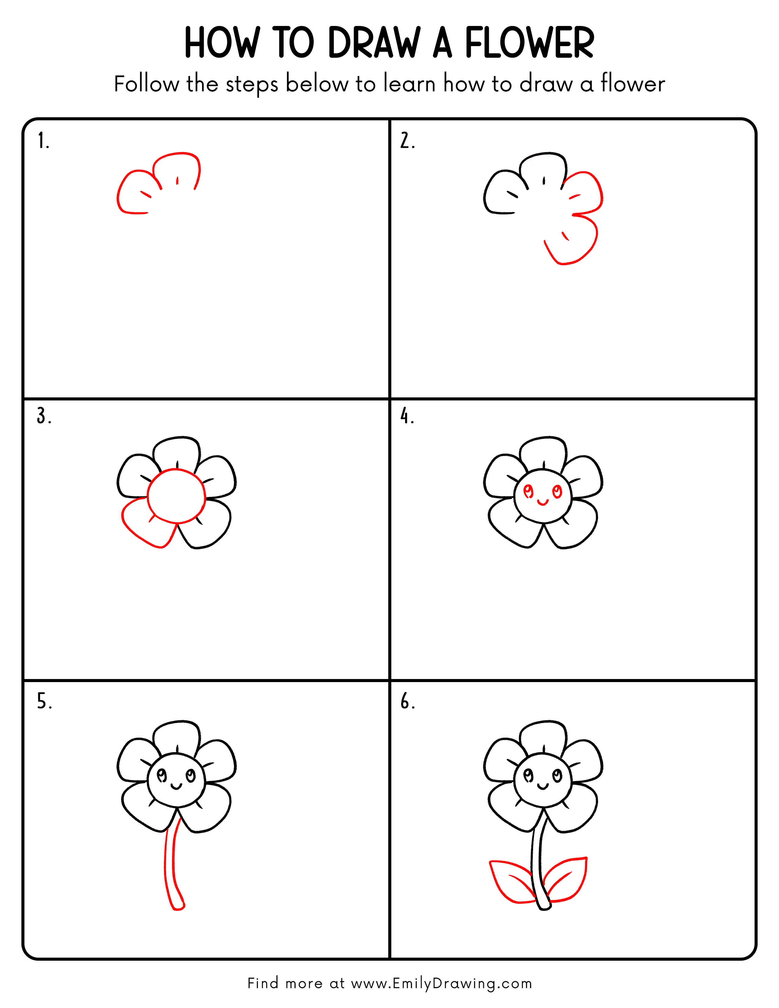 Printable Flower Drawing Guide