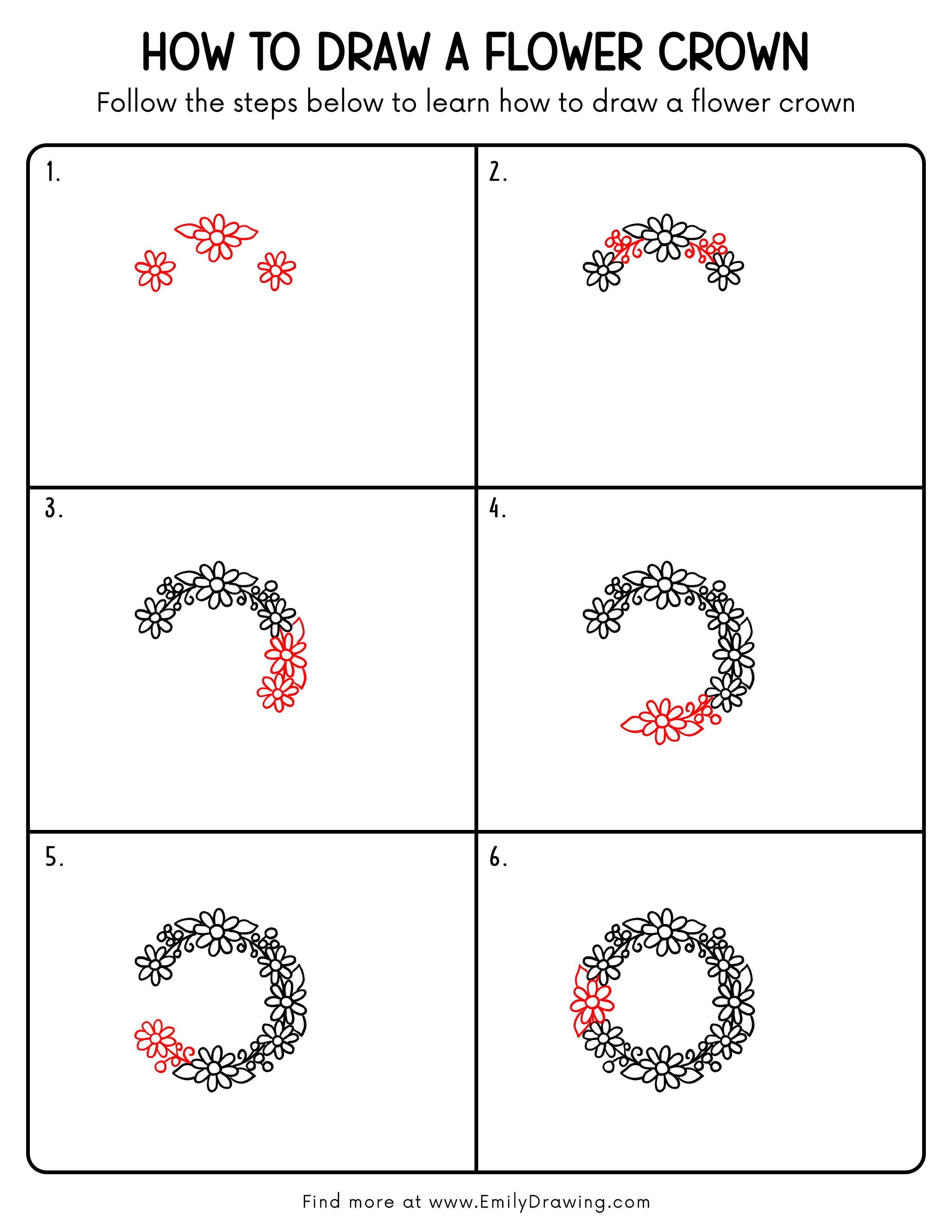 Printable Flower Crown Drawing Guide
