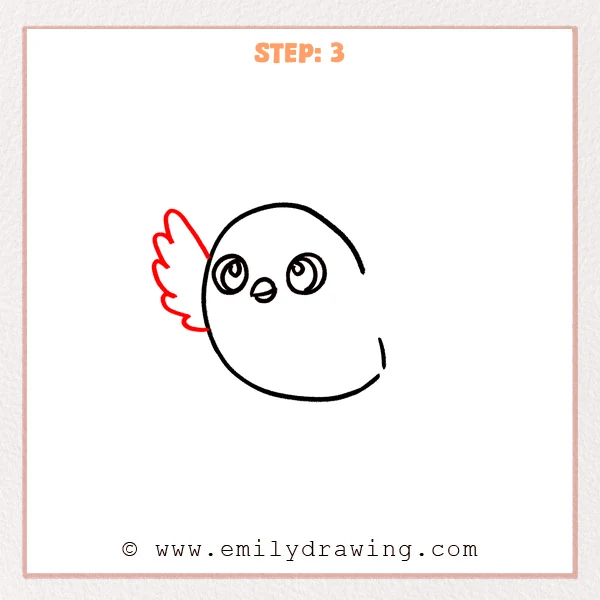 how to draw a flying bird - Flying bird gains a raised left wing with rounded feather tips.