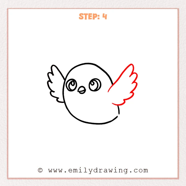 how to draw a flying bird - Flying bird gains a broad right wing with rounded feather tips.