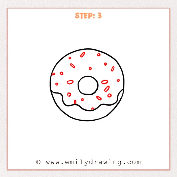 how to draw a food - Food character gains scattered round and elongated sprinkles across its frosting.