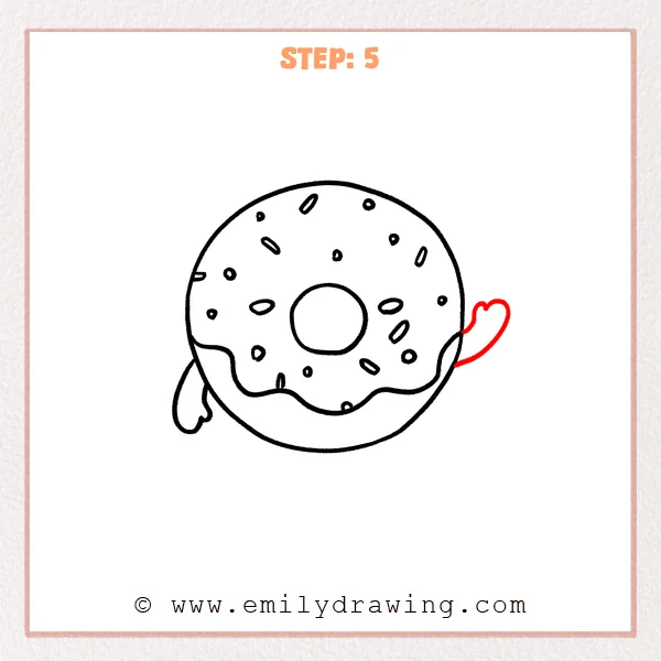 how to draw a food - Food character gains an upward-reaching arm with a rounded waving hand.