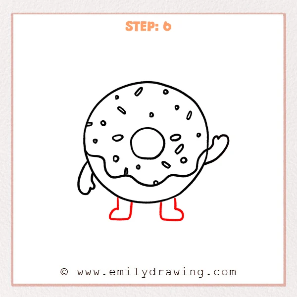 how to draw a food - Food character is completed with two short legs and outward-facing rounded feet.