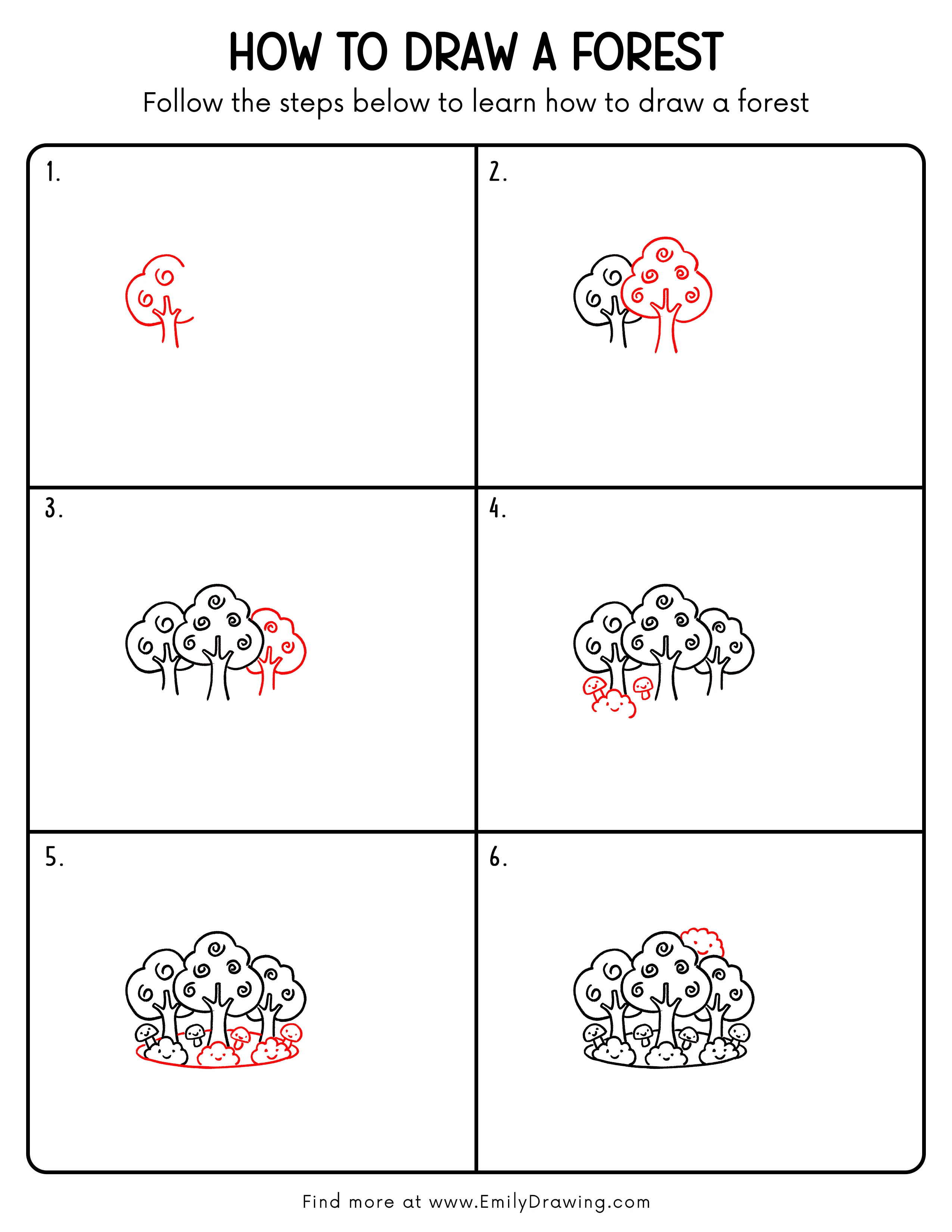 Printable Forest Drawing Guide