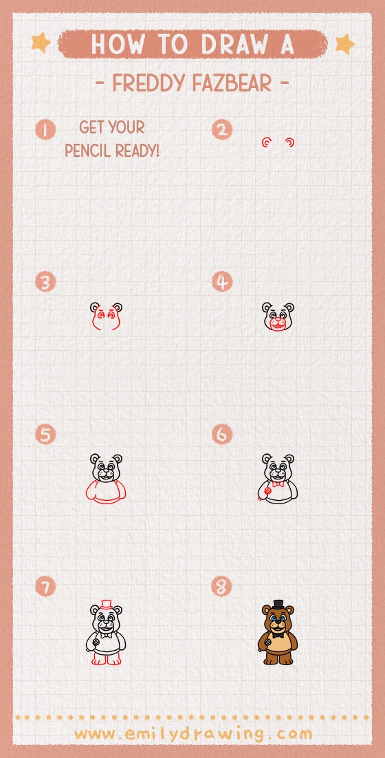 how to draw a freddy fazbear pinterest pin