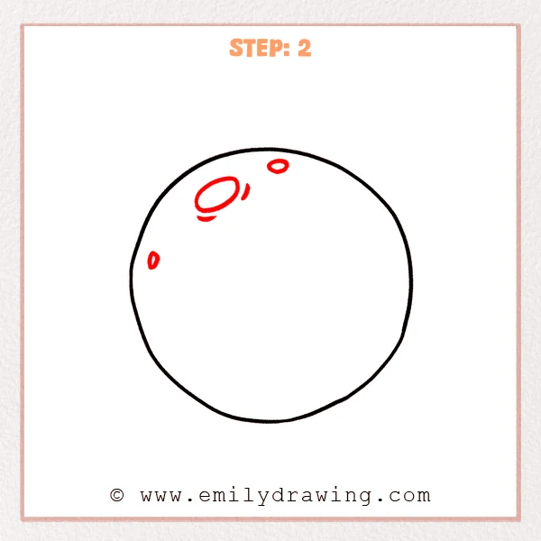 how to draw a full moon - Full moon drawing adds an upper left oval crater, two nearby curves, and two smaller craters.