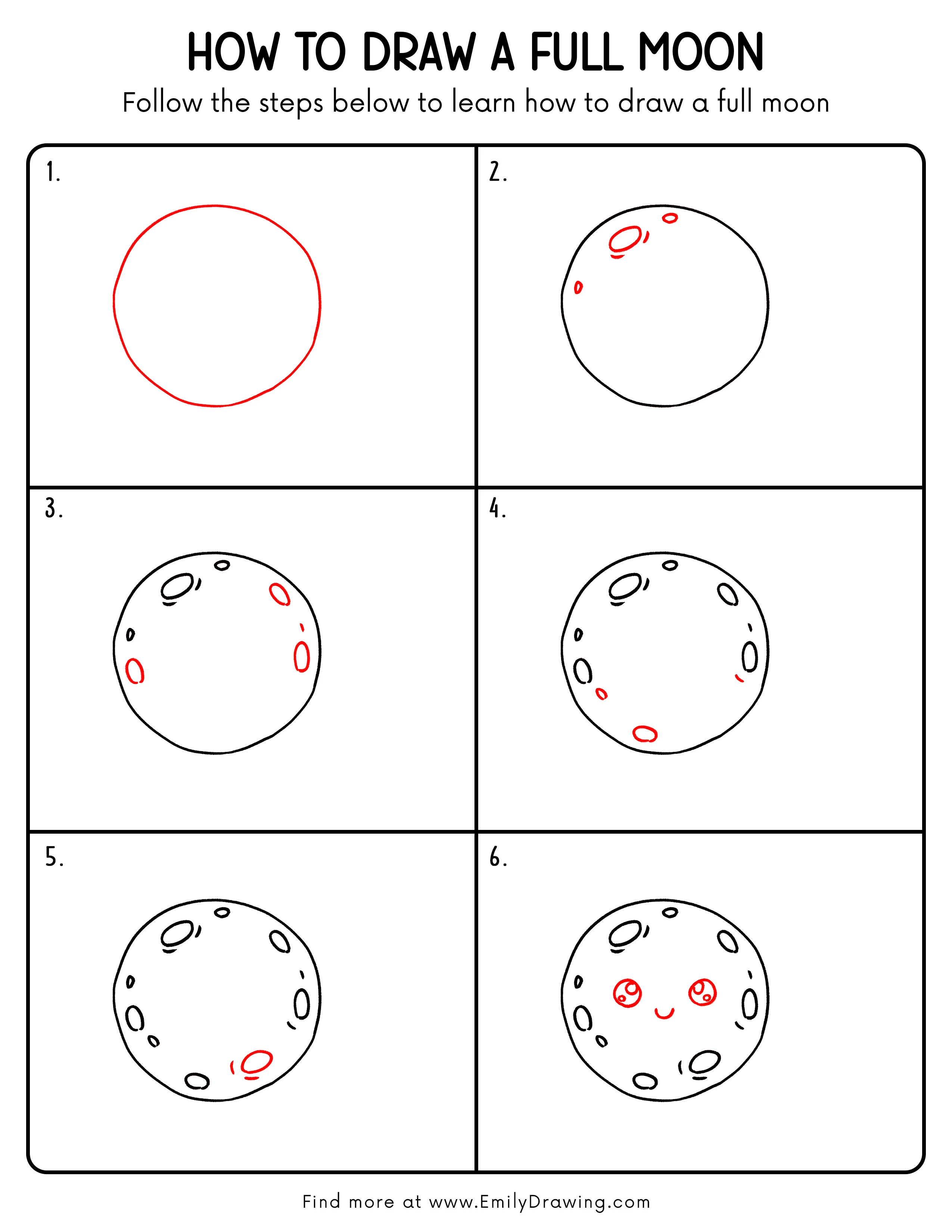 Printable Full Moon Drawing Guide