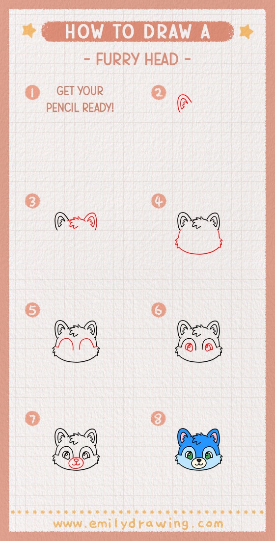 how to draw a furry head pinterest pin