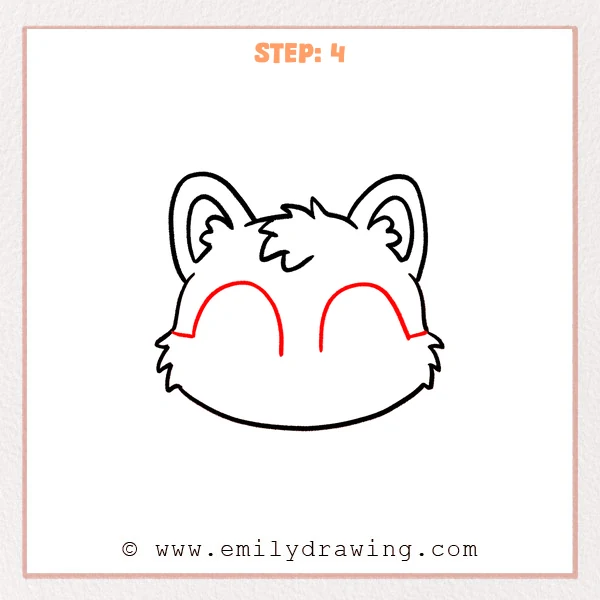 how to draw a furry head - Furry head drawing adds two tall arches framing the future eye areas.